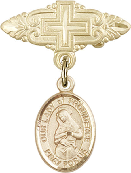 Our Lady of Providence Charm and Badge Pin with Cross