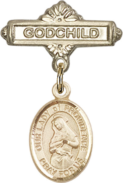 Our Lady of Providence Charm and Godchild Badge Pin