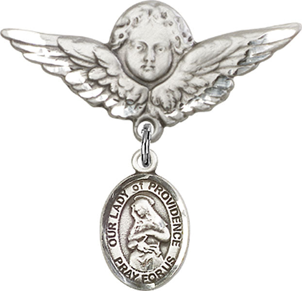 Our Lady of Providence Charm and Angel with Larger Wings Badge Pin