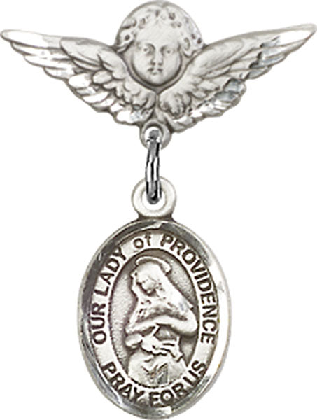 Our Lady of Providence Charm and Angel with Smaller Wings Badge Pin