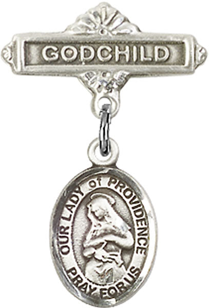 Our Lady of Providence Charm and Godchild Badge Pin