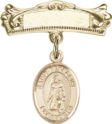 St. Peregrine Laziosi Charm and Arched Polished Engravable Badge Pin