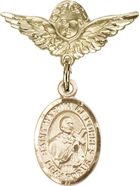 St. Martin de Porres Charm and Angel with Smaller Wings Badge Pin