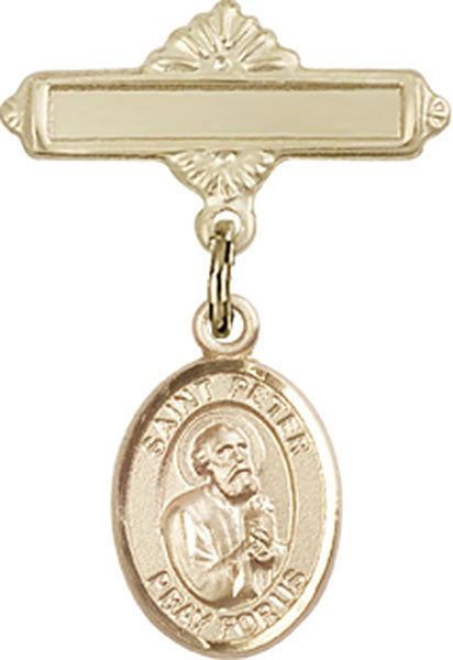 St. Peter the Apostle Charm and Polished Engravable Badge Pin