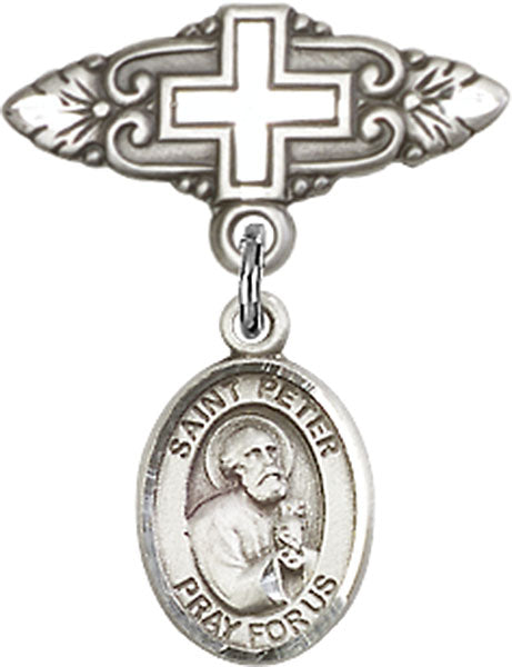 St. Peter the Apostle Charm and Badge Pin with Cross