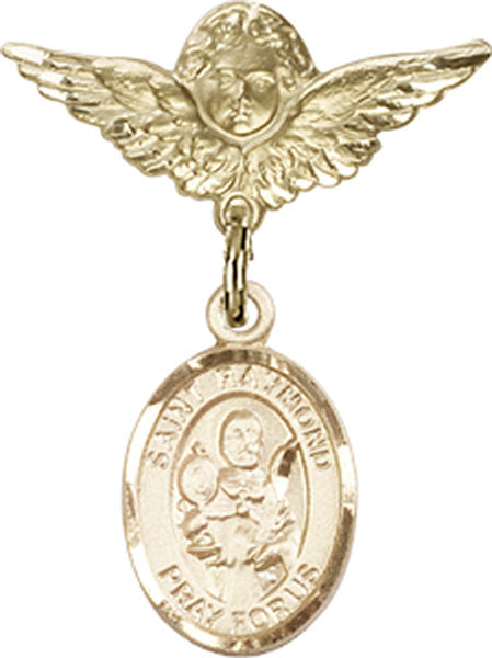 St. Raymond Nonnatus Charm and Angel with Smaller Wings Badge Pin