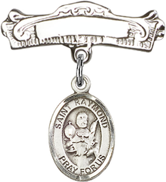 St. Raymond Nonnatus Charm and Arched Polished Engravable Badge Pin
