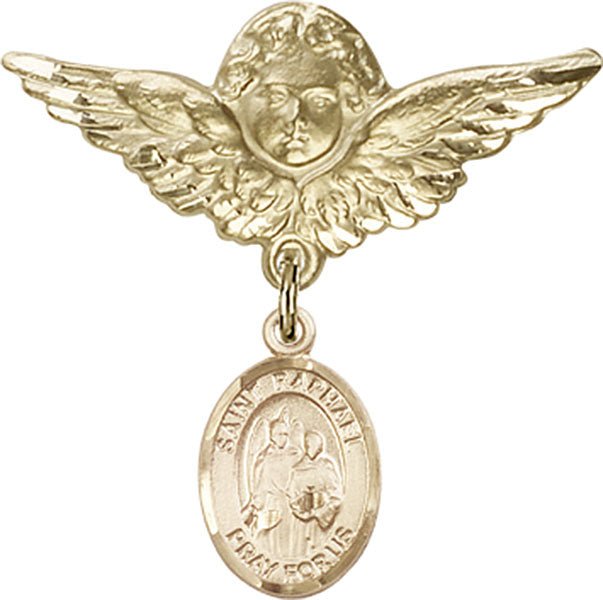 St. Raphael the Archangel Charm and Angel with Larger Wings Badge Pin
