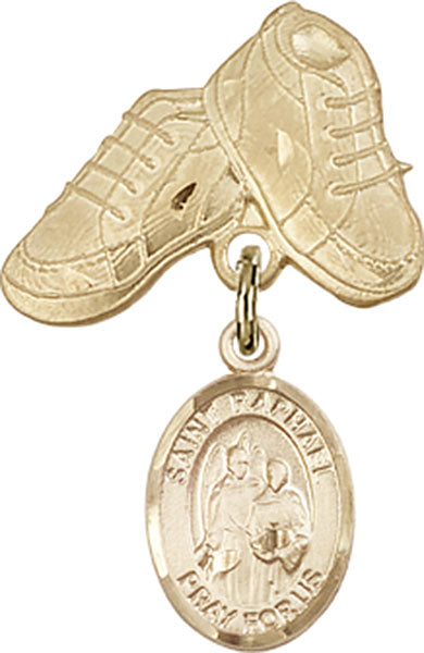 St. Raphael the Archangel Charm and Baby Boots Pin