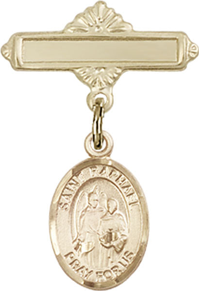 St. Raphael the Archangel Charm and Polished Engravable Badge Pin