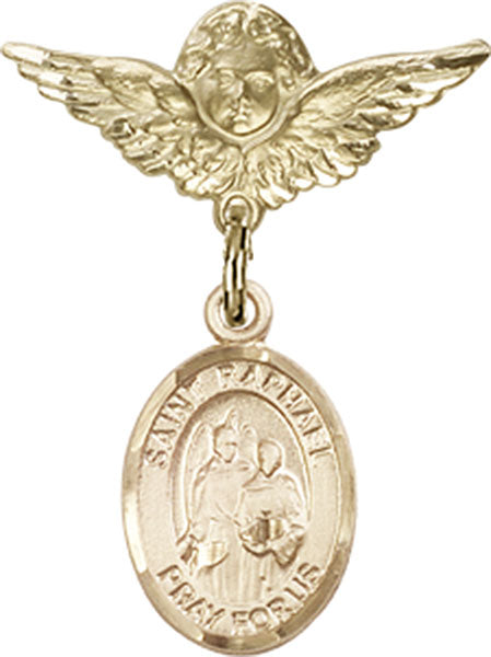 St. Raphael the Archangel Charm and Angel with Smaller Wings Badge Pin