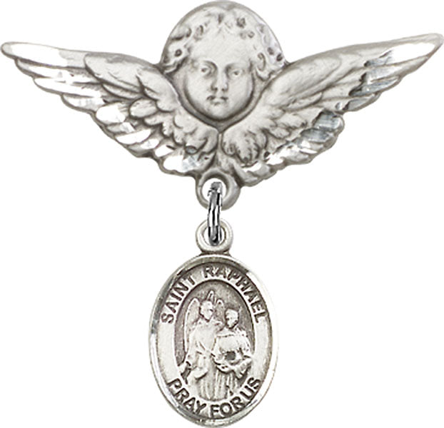 St. Raphael the Archangel Charm and Angel with Larger Wings Badge Pin
