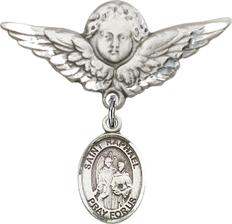St. Raphael the Archangel Charm and Angel with Larger Wings Badge Pin