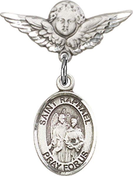 St. Raphael the Archangel Charm and Angel with Smaller Wings Badge Pin