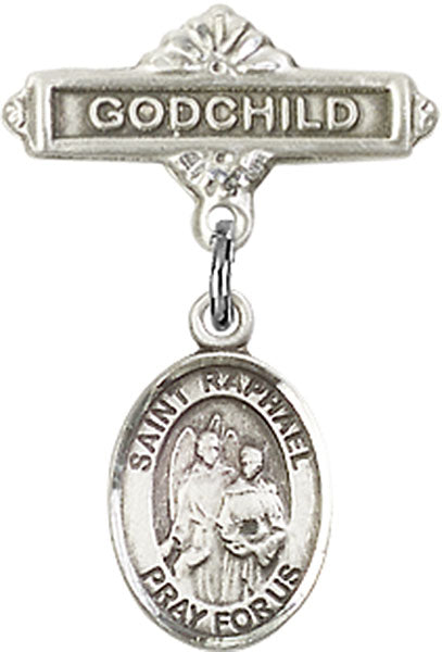 St. Raphael the Archangel Charm and Godchild Badge Pin