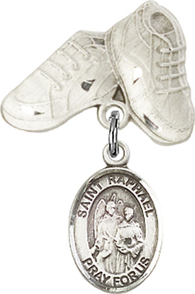 St. Raphael the Archangel Charm and Baby Boots Pin