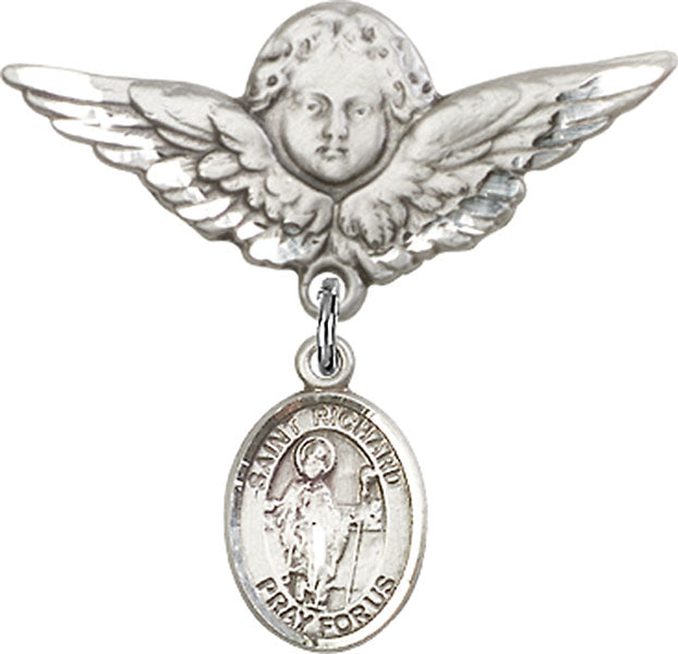 St. Richard Charm and Angel with Larger Wings Badge Pin