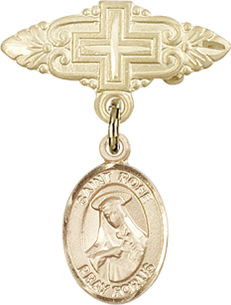 St. Rose of Lima Charm and Badge Pin with Cross