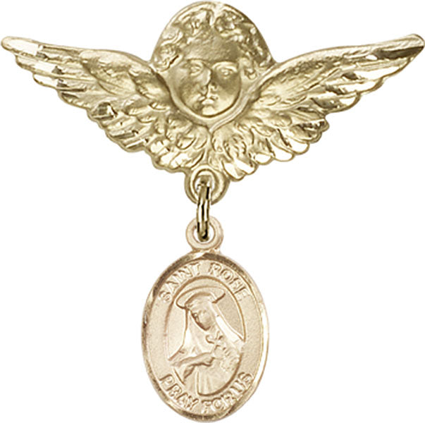 St. Rose of Lima Charm and Angel with Larger Wings Badge Pin