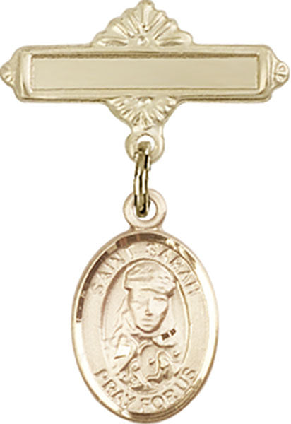 St. Sarah Charm and Polished Engravable Badge Pin