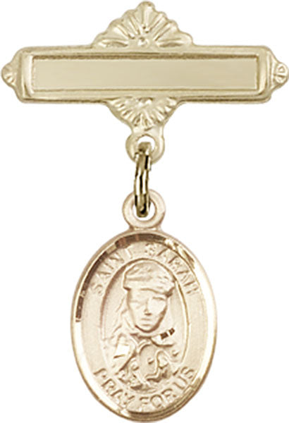 St. Sarah Charm and Polished Engravable Badge Pin