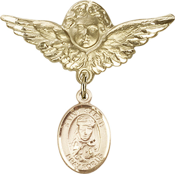 St. Sarah Charm and Angel with Larger Wings Badge Pin
