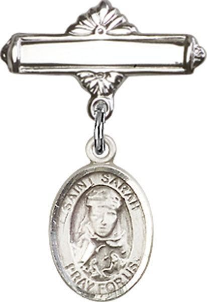 St. Sarah Charm and Polished Engravable Badge Pin