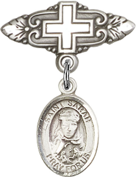 St. Sarah Charm and Badge Pin with Cross