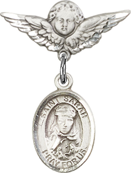 St. Sarah Charm and Angel with Smaller Wings Badge Pin