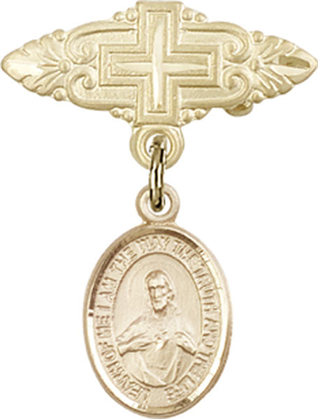 Scapular Charm and Badge Pin with Cross