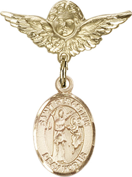 St. Sebastian Charm and Angel with Smaller Wings Badge Pin