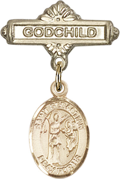 St. Sebastian Charm and Godchild Badge Pin