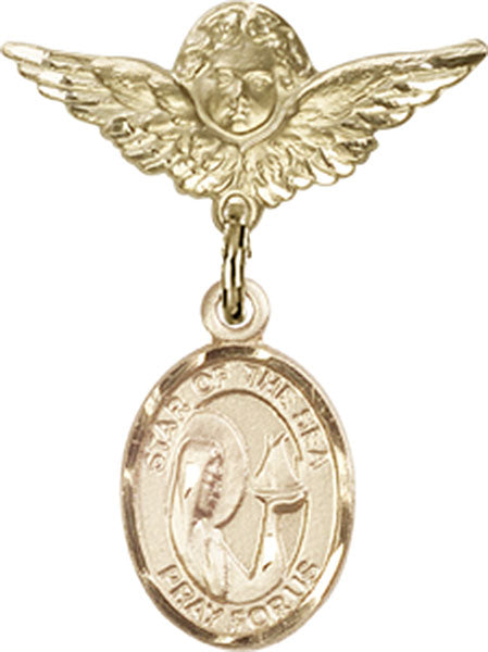Our Lady Star of the Sea Charm and Angel with Smaller Wings Badge Pin