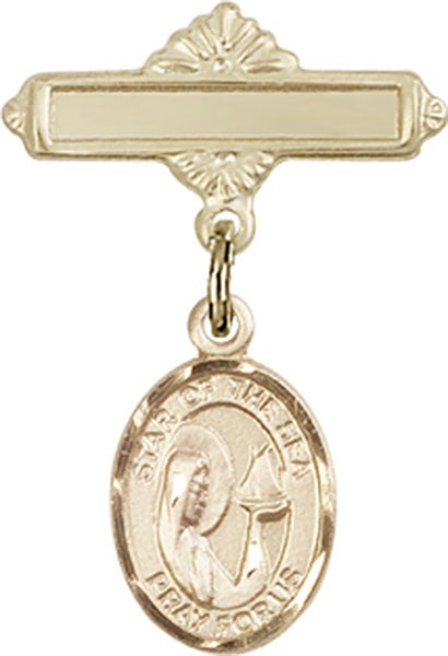 Our Lady Star of the Sea Charm and Polished Engravable Badge Pin