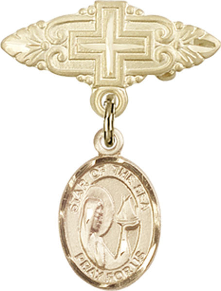 Our Lady Star of the Sea Charm and Badge Pin with Cross