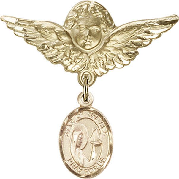 Our Lady Star of the Sea Charm and Angel with Larger Wings Badge Pin