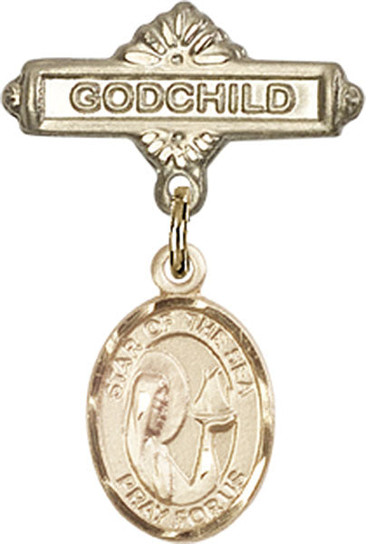 Our Lady Star of the Sea Charm and Godchild Badge Pin