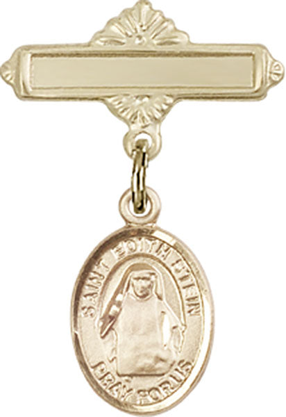 St. Edith Stein Charm and Polished Engravable Badge Pin