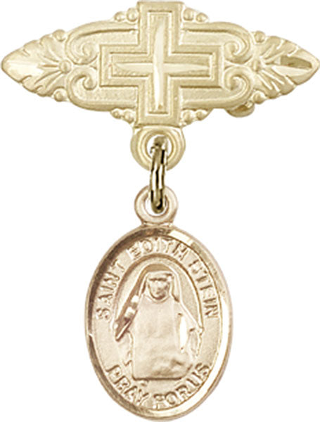 St. Edith Stein Charm and Badge Pin with Cross