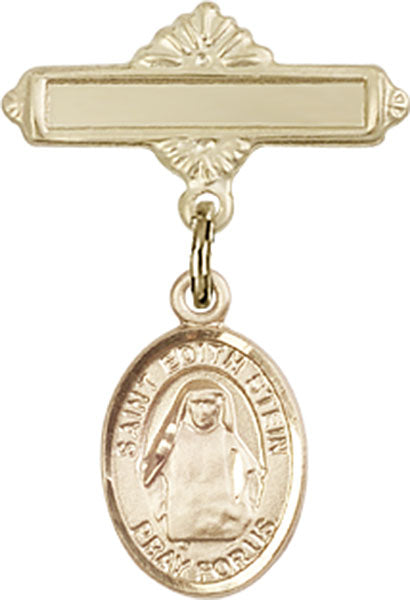 St. Edith Stein Charm and Polished Engravable Badge Pin
