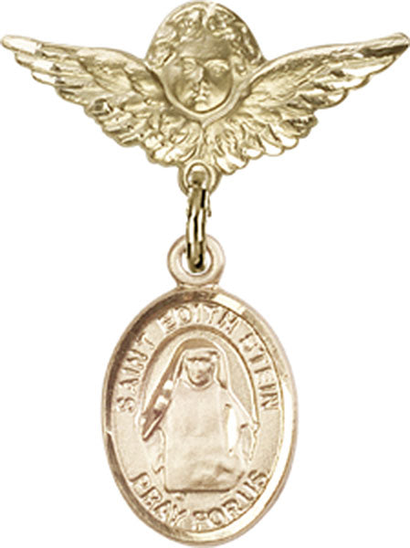 St. Edith Stein Charm and Angel with Smaller Wings Badge Pin