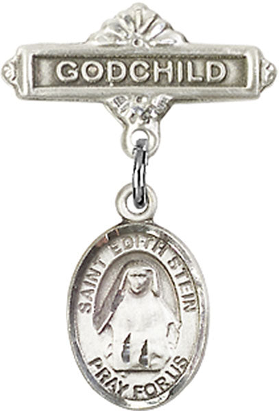 St. Edith Stein Charm and Godchild Badge Pin