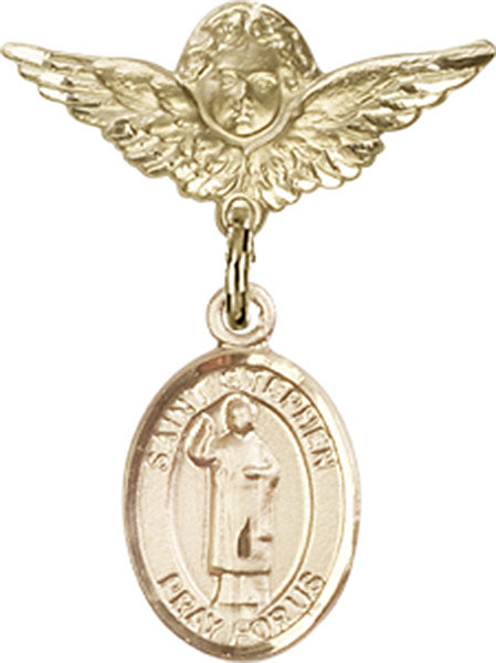 St. Stephen the Martyr Charm and Angel with Smaller Wings Badge Pin