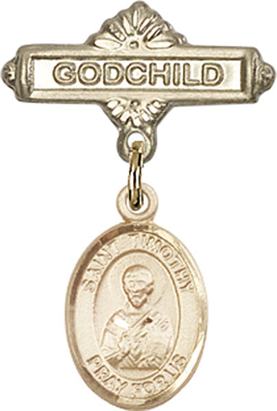 St. Timothy Charm and Godchild Badge Pin