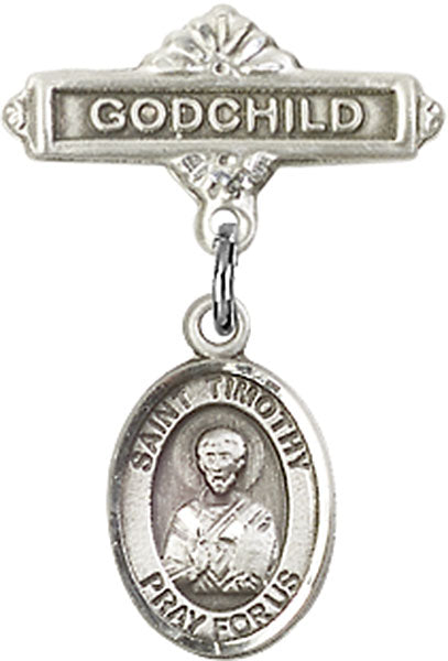 St. Timothy Charm and Godchild Badge Pin