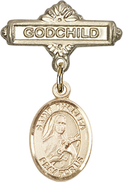 St. Theresa Charm and Godchild Badge Pin