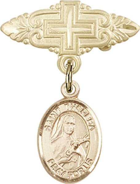 St. Theresa Charm and Badge Pin with Cross