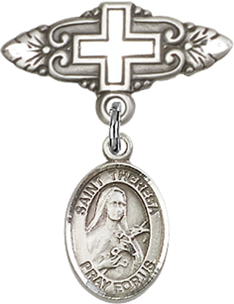 St. Theresa Charm and Badge Pin with Cross