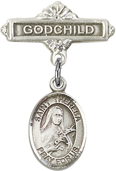 St. Theresa Charm and Godchild Badge Pin