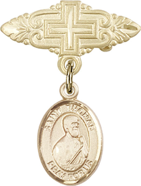 St. Thomas the Apostle Charm and Badge Pin with Cross